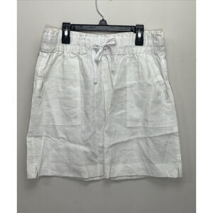Dash Linen Blend Mini Skirt Medium White Pull On Elastic Waist Casual Beach Vaca